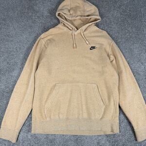 Nike Hoodie Mens L Orange / Salmon Fleece Revival Flecked Pullover Sportswear
